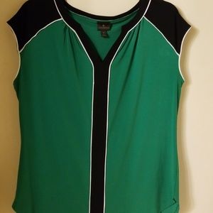 Black and green dressy top